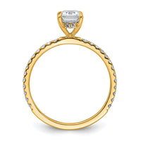 14k 1 3/8ct Cert Lab Grown Dia VS/SI+ G+ Emerald Comp Solitaire Eng Ring