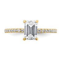 14k 1 3/8ct Cert Lab Grown Dia VS/SI+ G+ Emerald Comp Solitaire Eng Ring