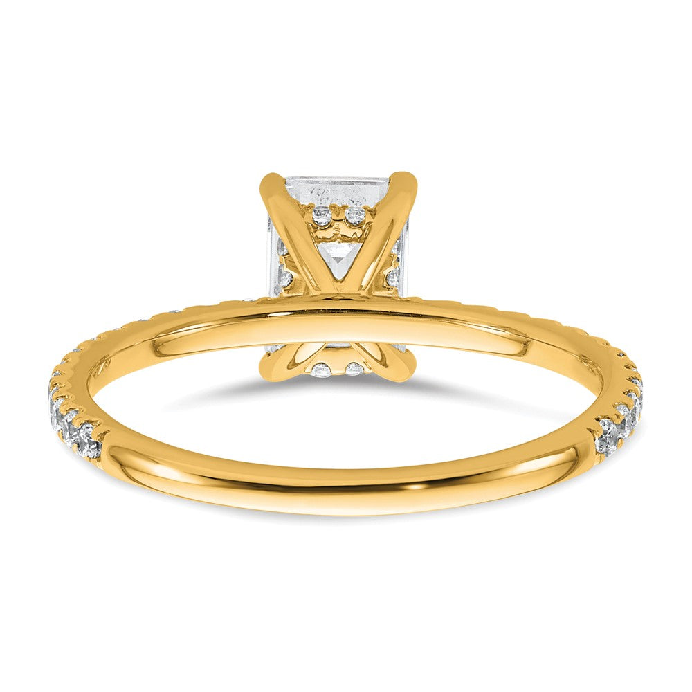 14k 1 3/8ct Cert Lab Grown Dia VS/SI+ G+ Emerald Comp Solitaire Eng Ring