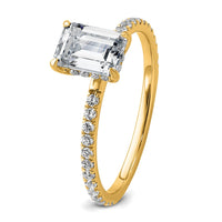 14k 1 3/8ct Cert Lab Grown Dia VS/SI+ G+ Emerald Comp Solitaire Eng Ring
