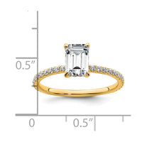 14k 1 3/8ct Cert Lab Grown Dia VS+ F+ Emerald Comp Solitaire Eng Ring