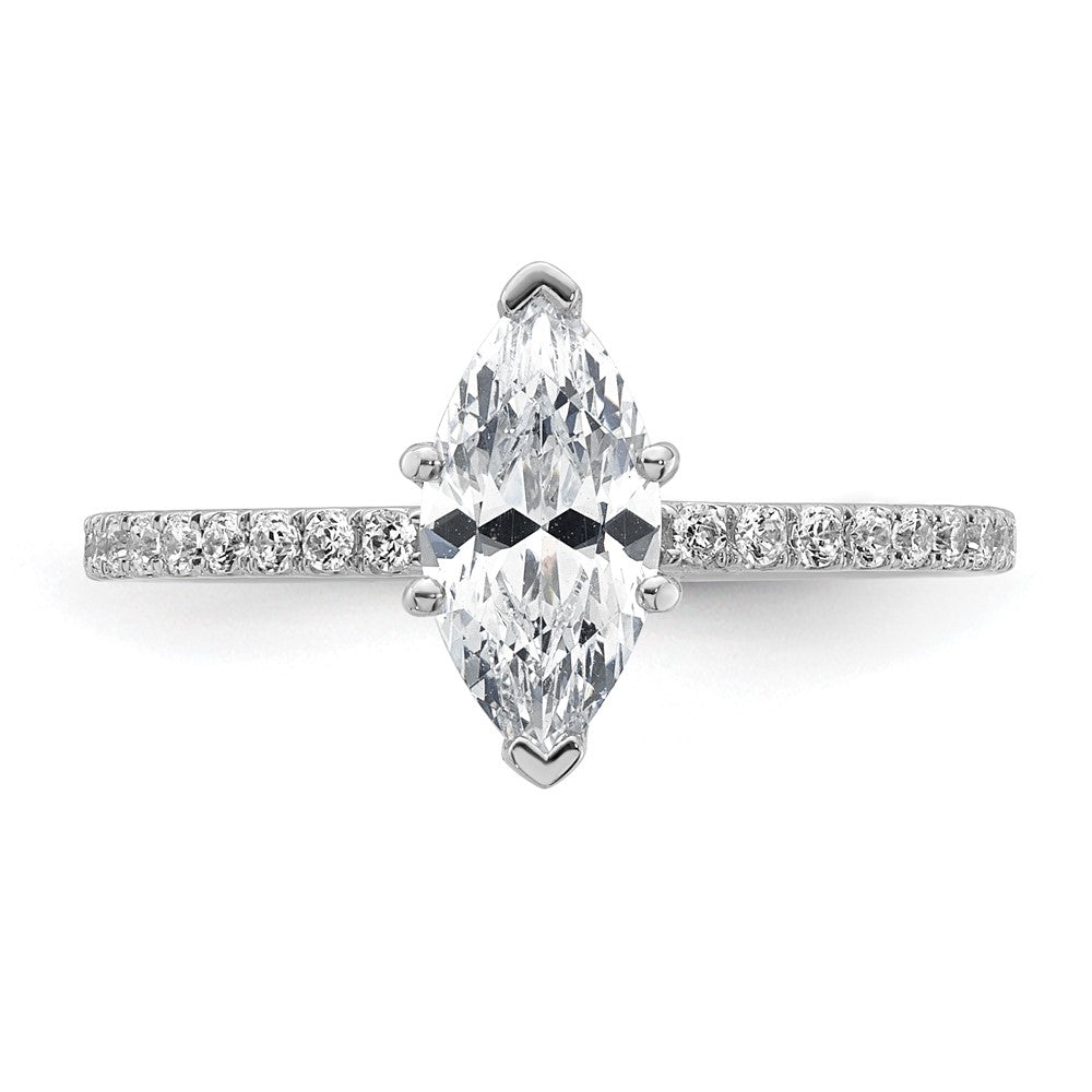 14kw 1 3/8ct Cert Lab Grown Dia VS+ F+ Marquise Comp w/ Flair Eng Ring