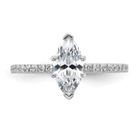 14kw 1 3/8ct Cert Lab Grown Dia VS+ F+ Marquise Comp w/ Flair Eng Ring