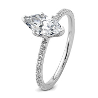 14kw 1 3/8ct Cert Lab Grown Dia VS+ F+ Marquise Comp w/ Flair Eng Ring
