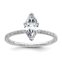 14kw 1 3/8ct Cert Lab Grown Dia VS+ F+ Marquise Comp w/ Flair Eng Ring