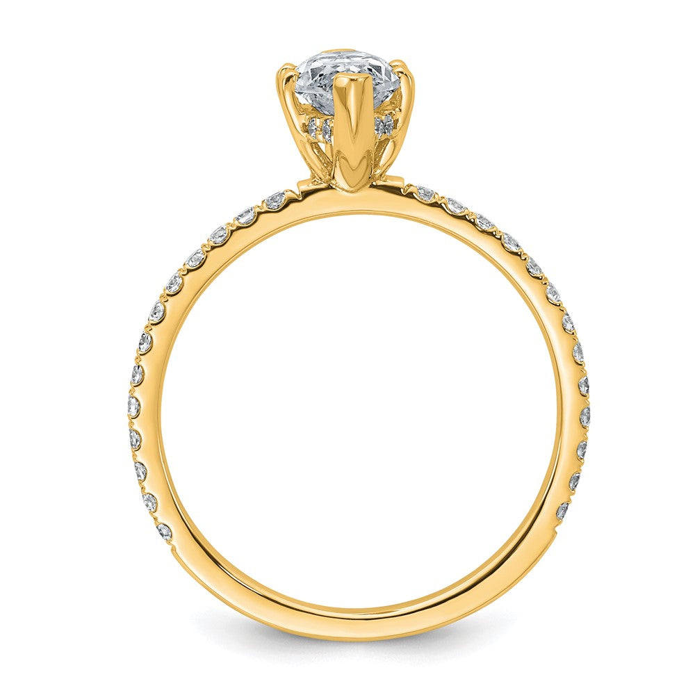 14k 1 3/8ct Cert Lab Grown Dia VS+ F+ Marquise Comp w/ Flair Eng Ring