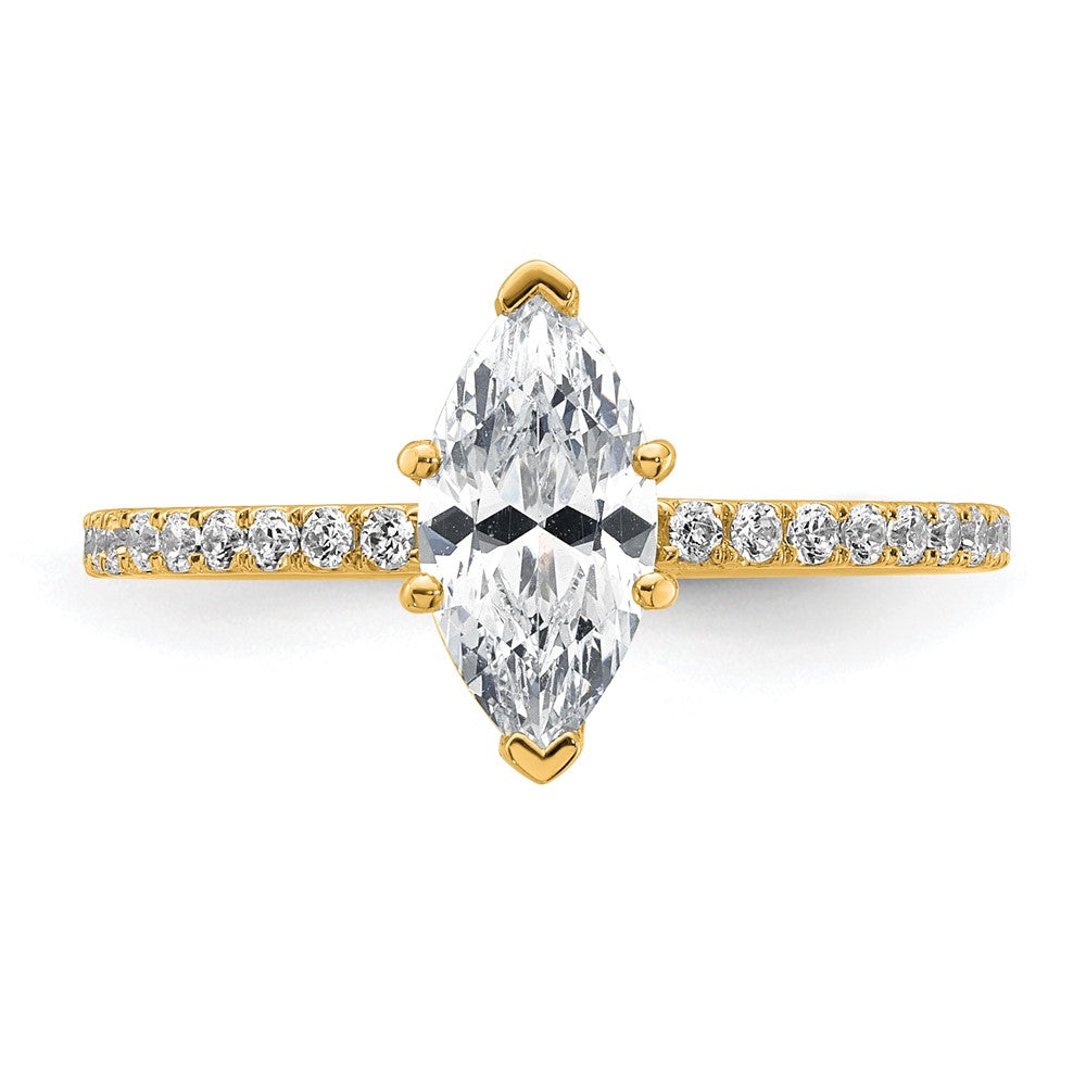 14k 1 3/8ct Cert Lab Grown Dia VS+ F+ Marquise Comp w/ Flair Eng Ring
