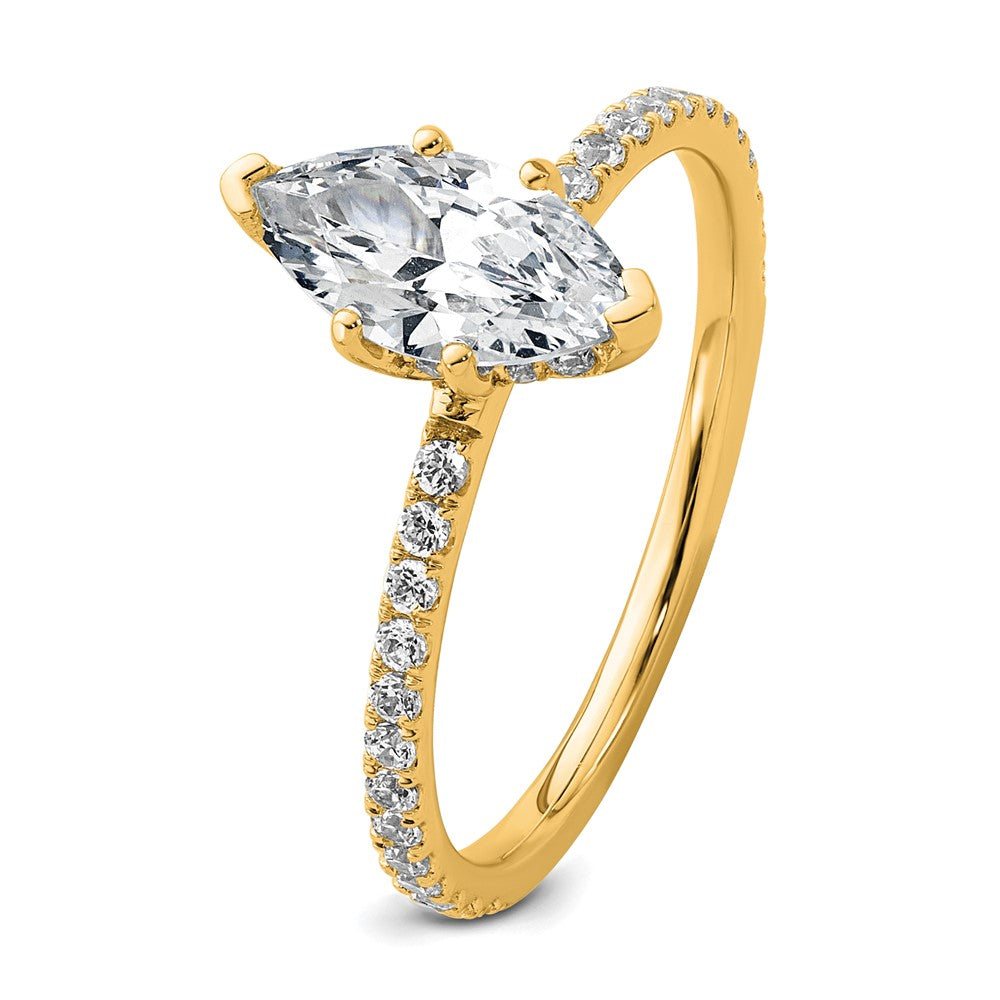 14k 1 3/8ct Cert Lab Grown Dia VS/SI+ G+ Marquise Comp w/ Flair Eng Ring