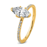 14k 1 3/8ct Cert Lab Grown Dia VS/SI+ G+ Marquise Comp w/ Flair Eng Ring