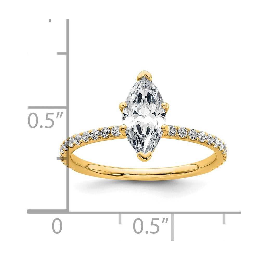 14k 1 3/8ct Cert Lab Grown Dia VS/SI+ G+ Marquise Comp w/ Flair Eng Ring