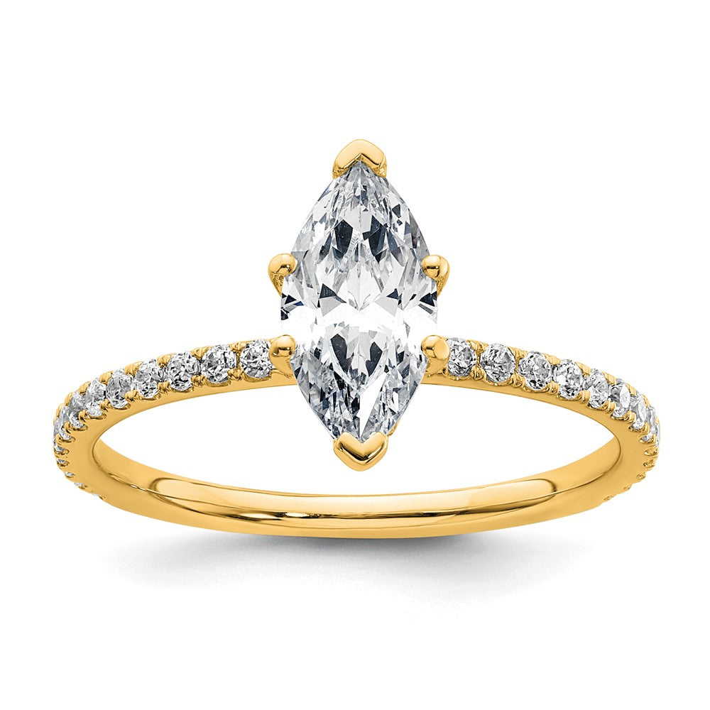 14k 1 3/8ct Cert Lab Grown Dia VS+ F+ Marquise Comp w/ Flair Eng Ring