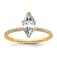14k 1 3/8ct Cert Lab Grown Dia VS/SI+ G+ Marquise Comp w/ Flair Eng Ring