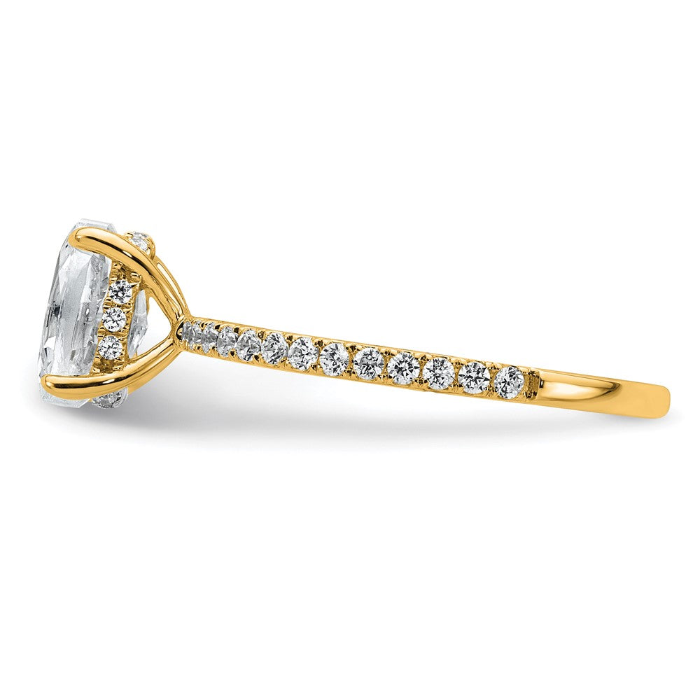 14k 1 1/3ct Cert Lab Grown Diamond VS+ F+ Oval Comp Solitaire Eng Ring
