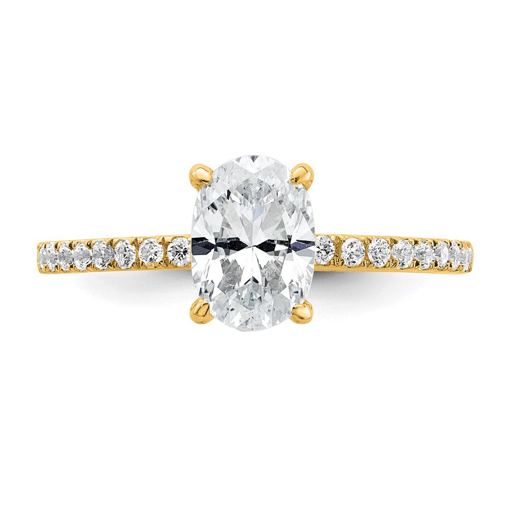 14k 1 1/3ct Cert Lab Grown Diamond VS+ F+ Oval Comp Solitaire Eng Ring