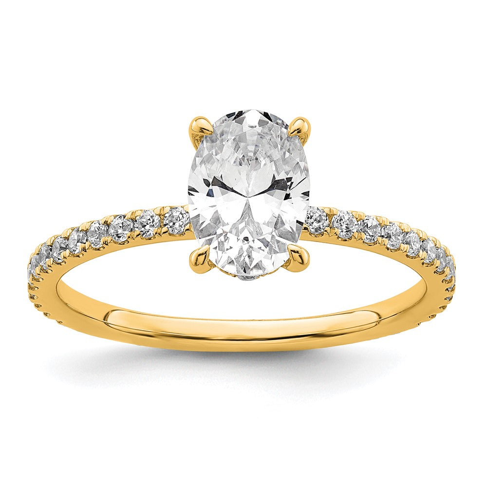 14k 1 1/3ct Cert Lab Grown Diamond VS/SI+ G+ Oval Comp Solitaire Eng Ring