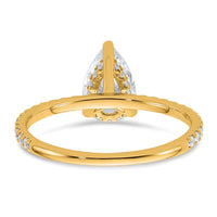 14k 1 3/8ct Cert Lab Grown Diamond VS+ F+ Pear Comp Solitaire Eng Ring