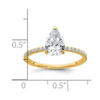 14k 1 3/8ct Cert Lab Grown Diamond VS+ F+ Pear Comp Solitaire Eng Ring