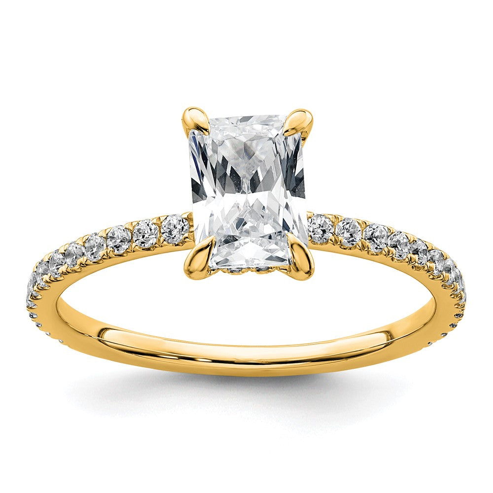 14k 1 1/3ct Cert Lab Grown Dia VS+ F+ Radiant Comp w/Flair Eng Ring