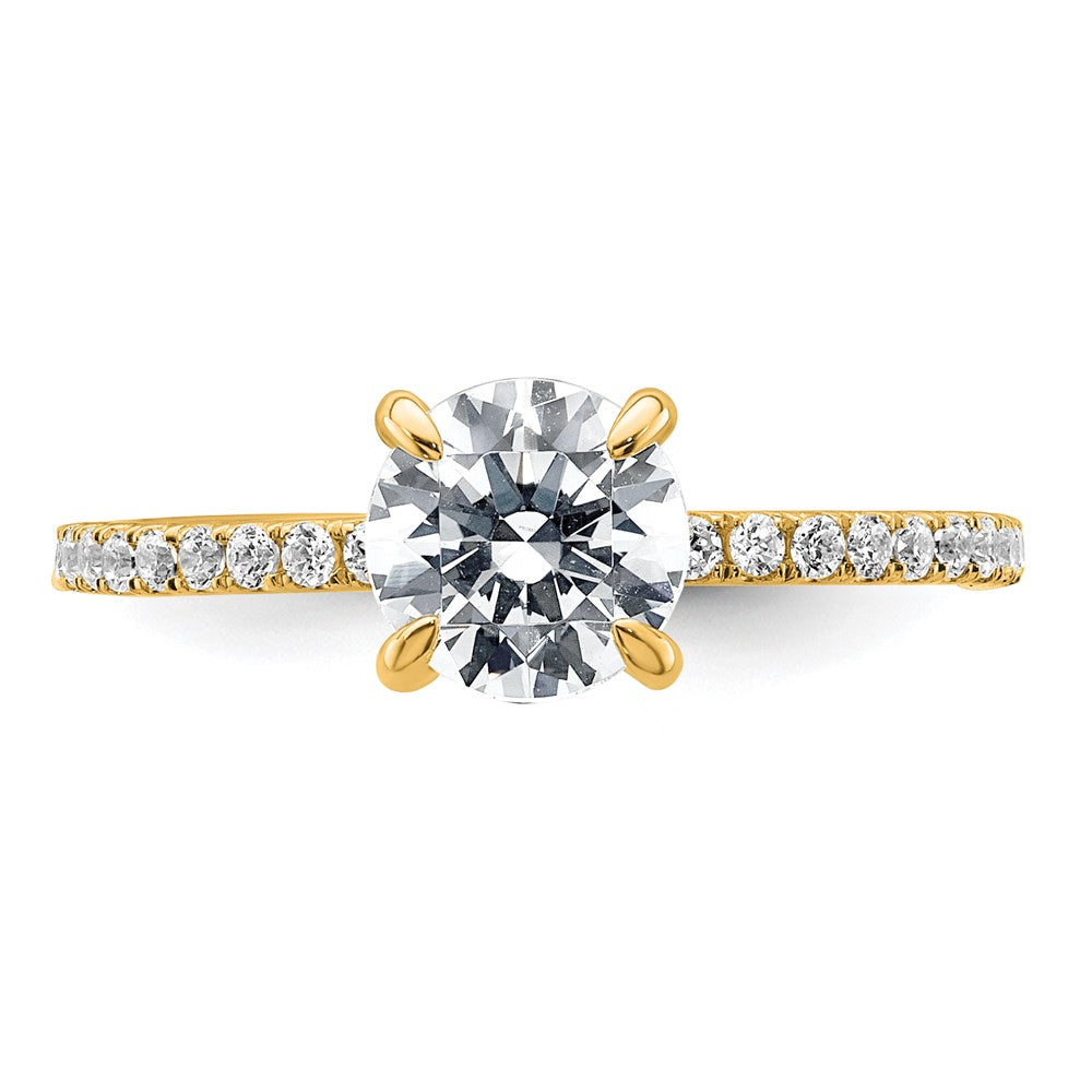 14k 1 1/3ct Cert Lab Grown Diamond VS+ F+ Round Comp Solitaire Eng Ring