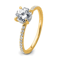 14k 1 1/3ct Cert Lab Grown Diamond VS+ F+ Round Comp Solitaire Eng Ring