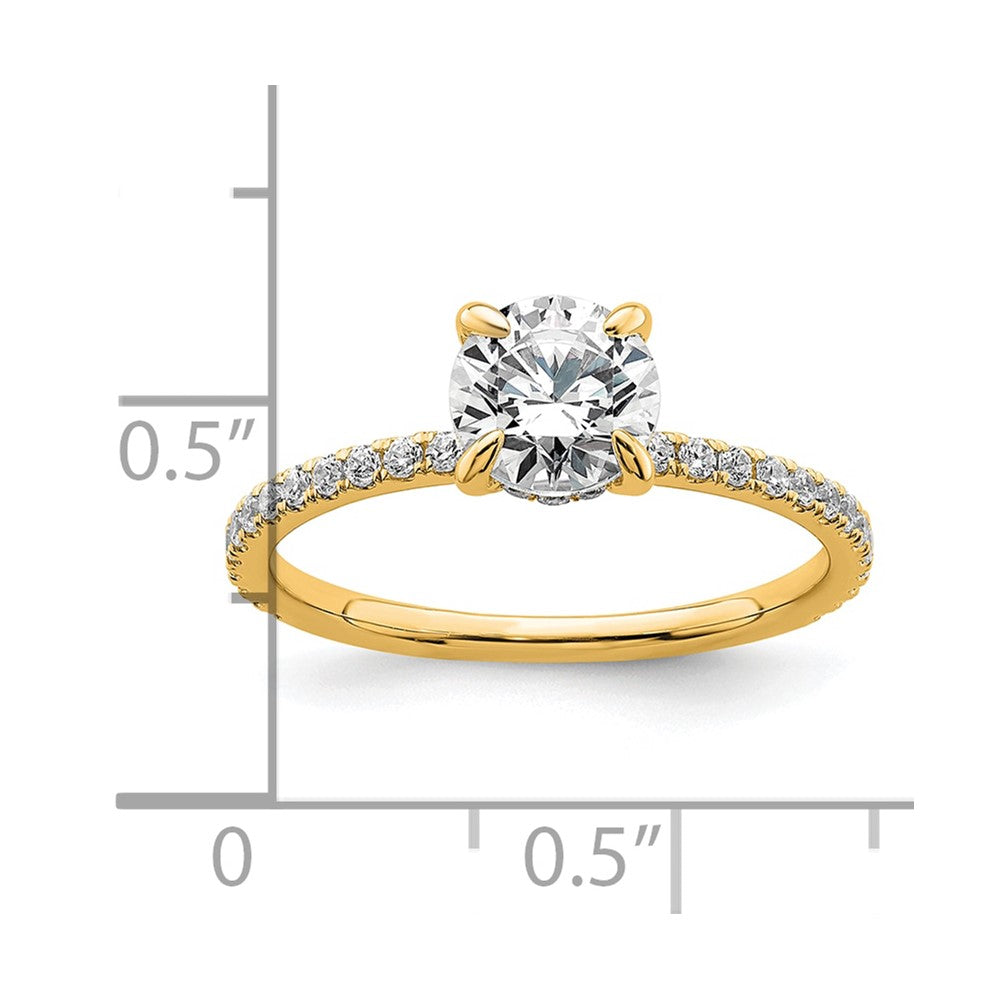 14k 1 1/3ct Cert Lab Grown Diamond VS+ F+ Round Comp Solitaire Eng Ring