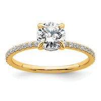 14k 1 1/3ct Cert Lab Grown Diamond VS+ F+ Round Comp Solitaire Eng Ring