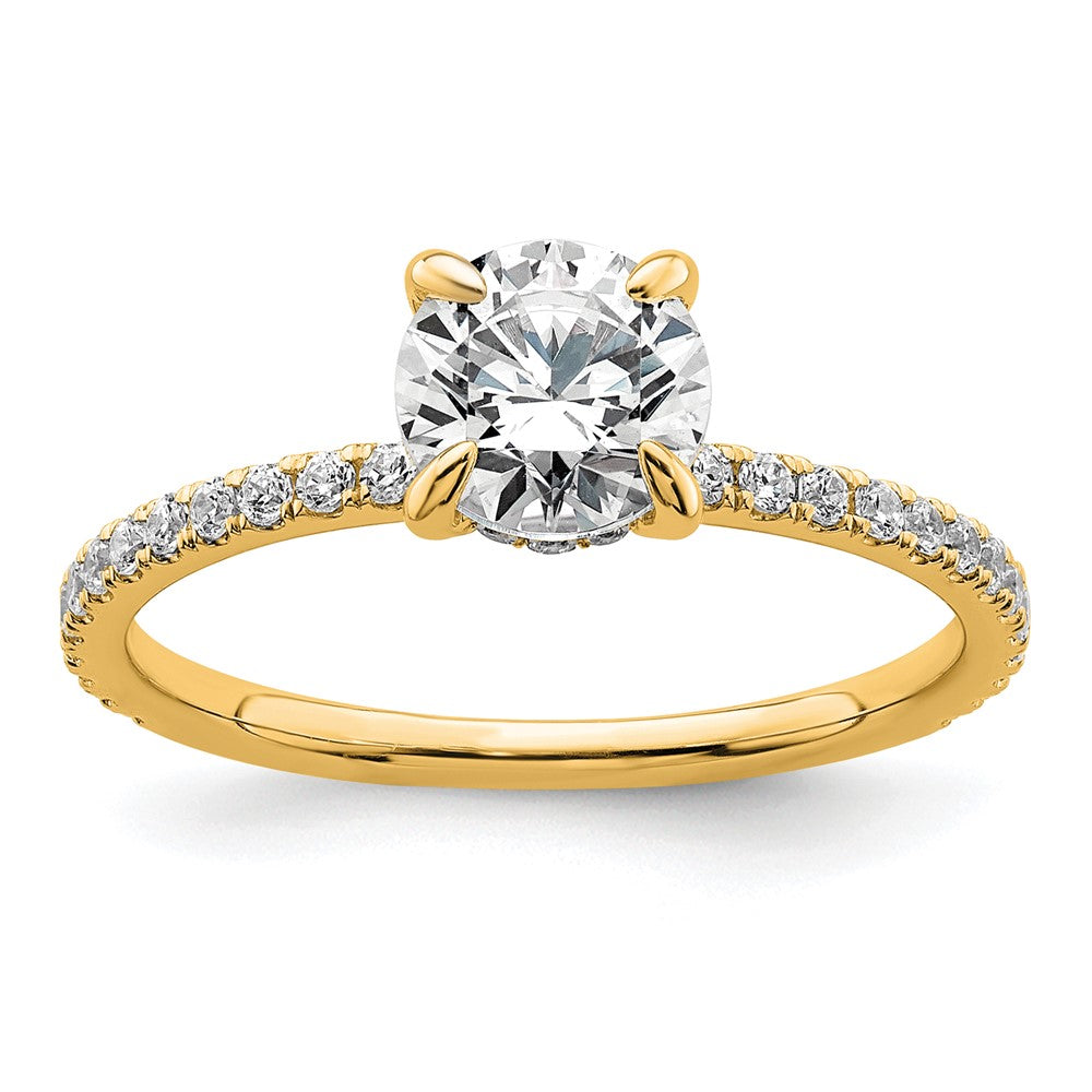 14k 1 1/3ct Cert Lab Grown Dia VS/SI+ G+ Round Comp Solitaire Eng Ring