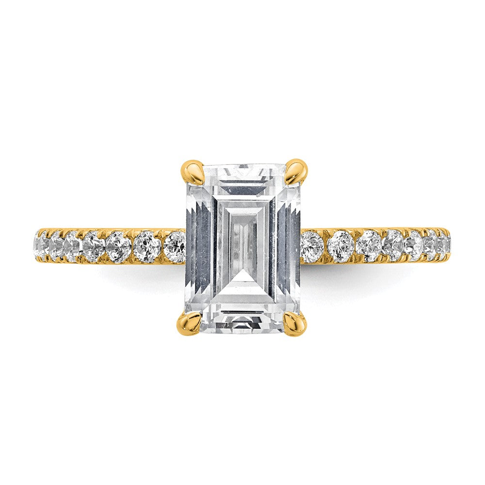 14k 2ct Cert Lab Grown Diamond VS+ F+ Emerald Comp Solitaire Eng Ring
