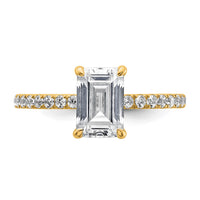 14k 2ct Cert Lab Grown Diamond VS+ F+ Emerald Comp Solitaire Eng Ring
