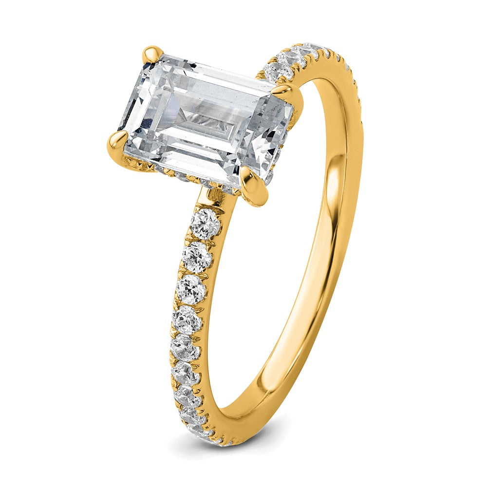 14k 2ct Cert Lab Grown Diamond VS+ F+ Emerald Comp Solitaire Eng Ring