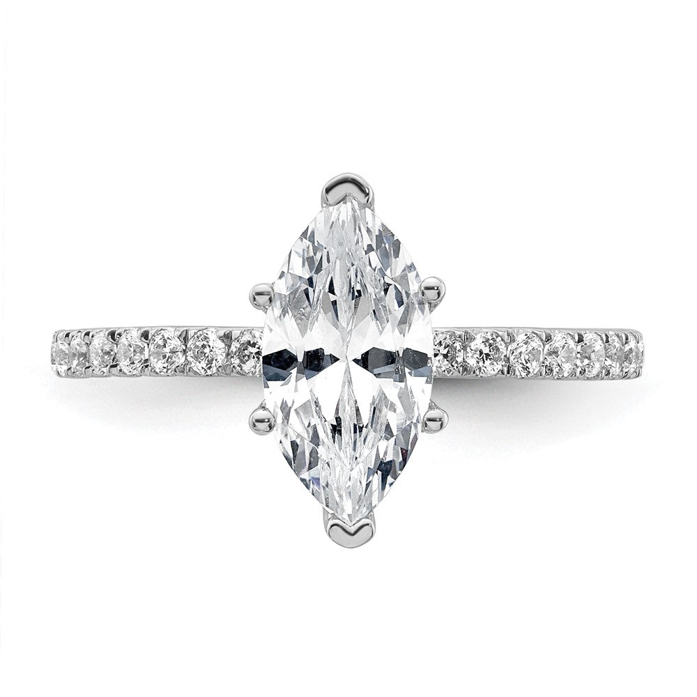 14kw 2ct Cert Lab Grown Dia VS+ F+ Marquise Comp w/ Flair Eng Ring