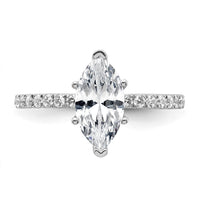14kw 2ct Cert Lab Grown Dia VS+ F+ Marquise Comp w/ Flair Eng Ring