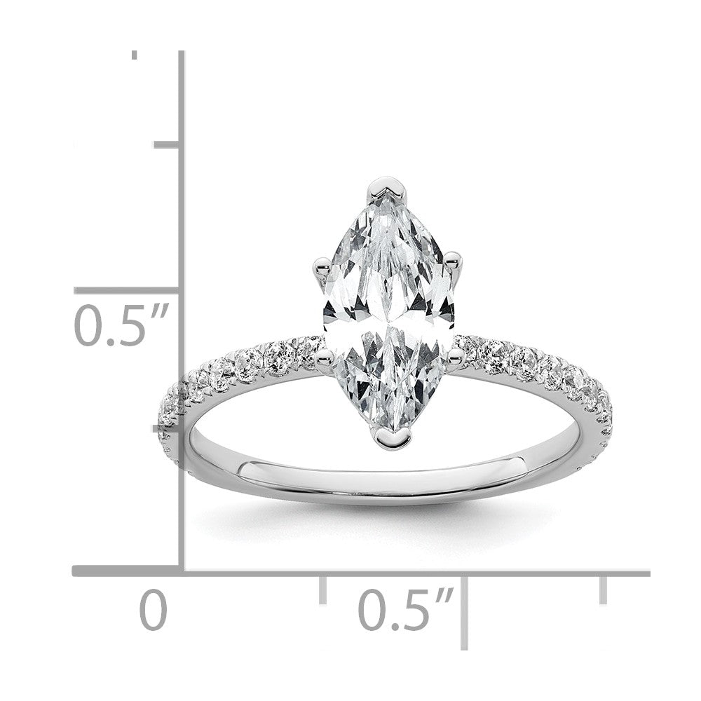 14kw 2ct Cert Lab Grown Dia VS+ F+ Marquise Comp w/ Flair Eng Ring