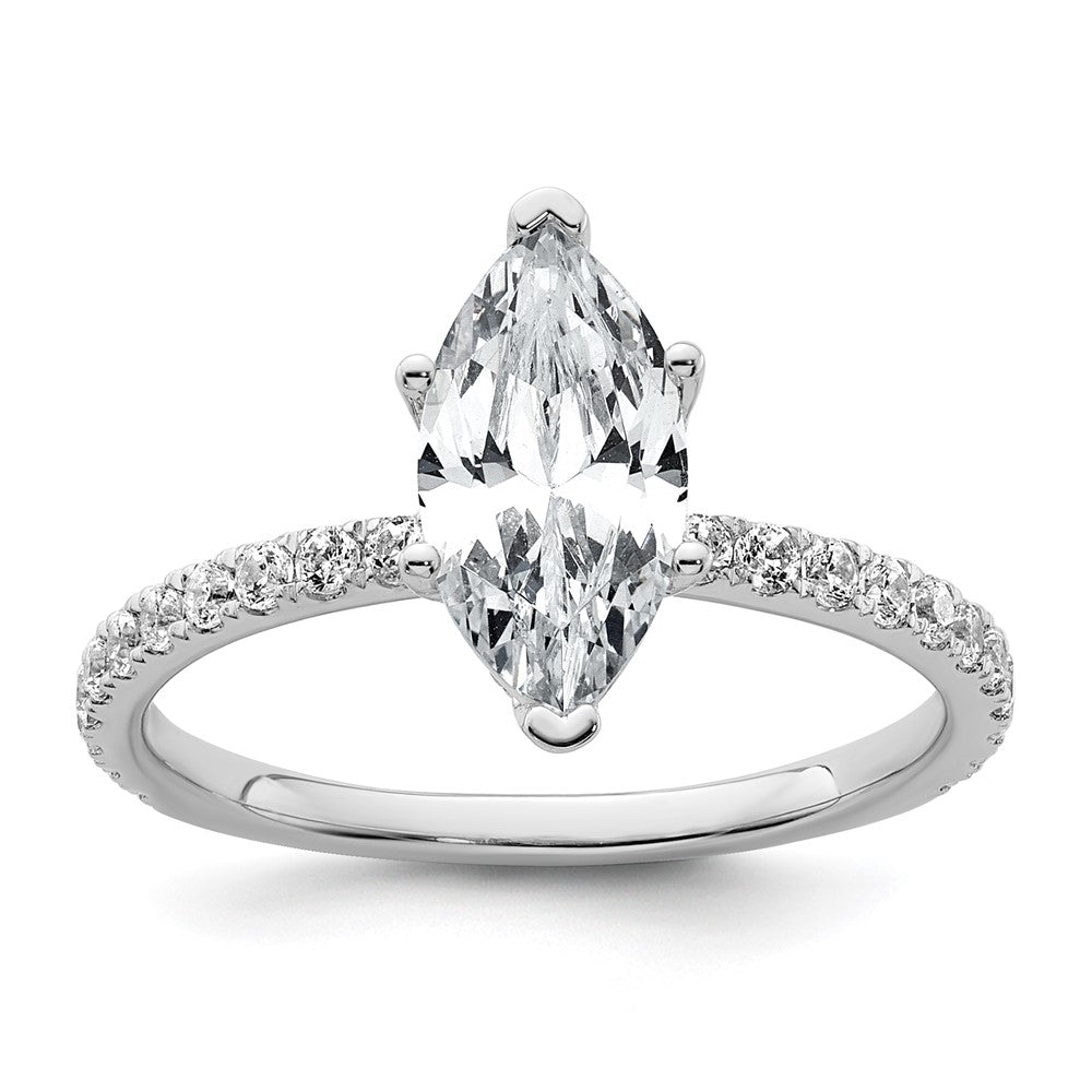 14kw 2ct Cert Lab Grown Dia VS+ F+ Marquise Comp w/ Flair Eng Ring