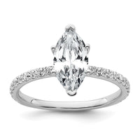 14kw 2ct Cert Lab Grown Dia VS+ F+ Marquise Comp w/ Flair Eng Ring