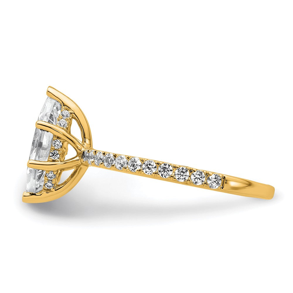 14k 2ct Cert Lab Grown Dia VS+ F+ Marquise Comp w/ Flair Eng Ring