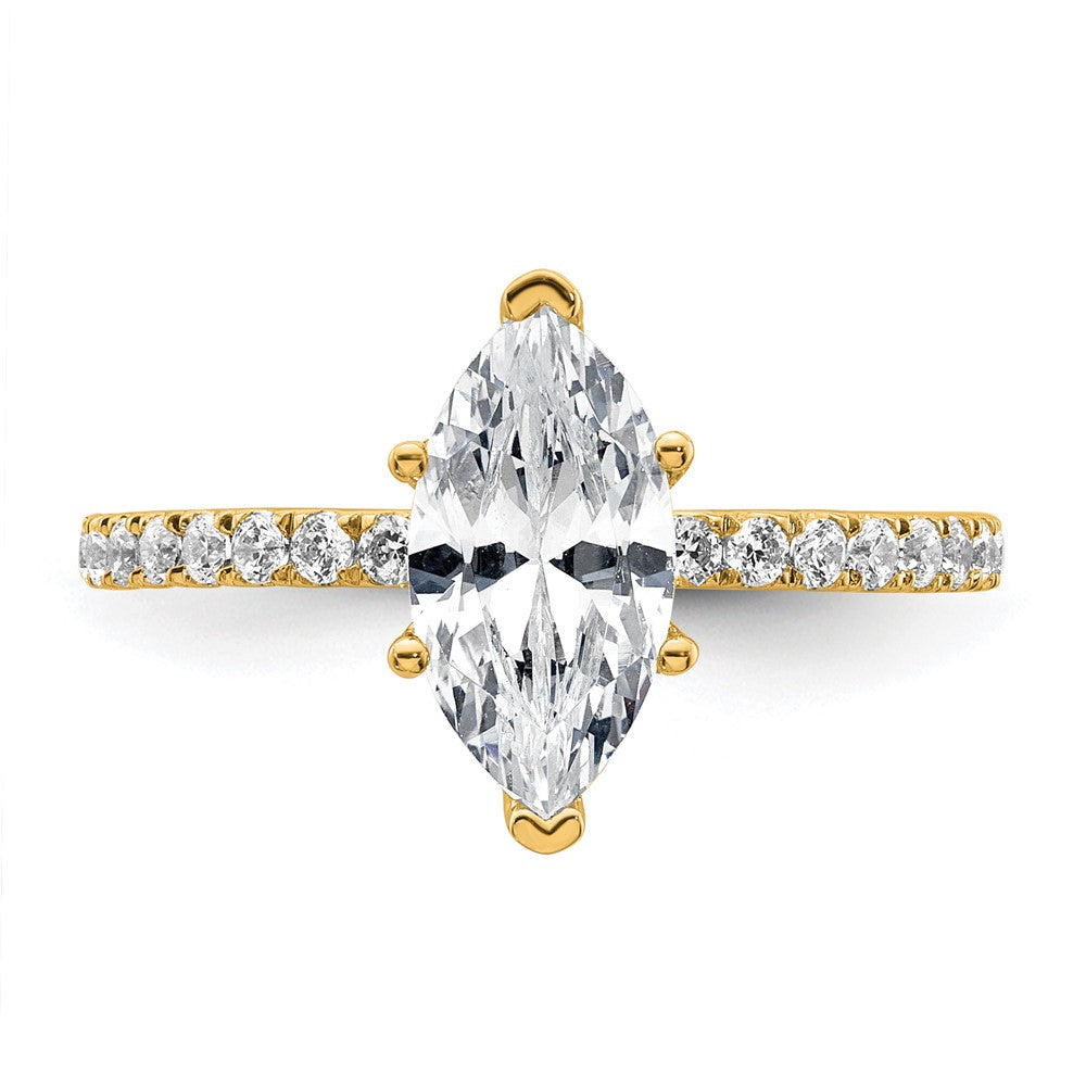14k 2ct Cert Lab Grown Dia VS+ F+ Marquise Comp w/ Flair Eng Ring