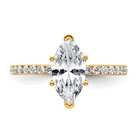 14k 2ct Cert Lab Grown Dia VS+ F+ Marquise Comp w/ Flair Eng Ring