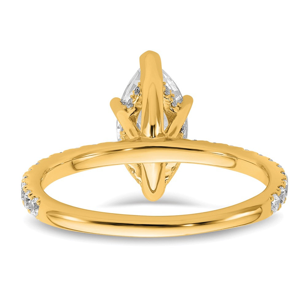 14k 2ct Cert Lab Grown Dia VS+ F+ Marquise Comp w/ Flair Eng Ring