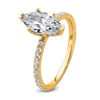 14k 2ct Cert Lab Grown Dia VS+ F+ Marquise Comp w/ Flair Eng Ring