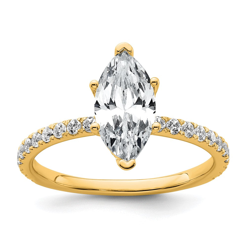14k 2ct Cert Lab Grown Dia VS+ F+ Marquise Comp w/ Flair Eng Ring