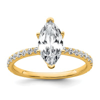 14k 2ct Cert Lab Grown Dia VS+ F+ Marquise Comp w/ Flair Eng Ring
