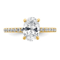 14k 1 7/8ct Cert Lab Grown Diamond VS+ F+ Oval Comp Solitaire Eng Ring