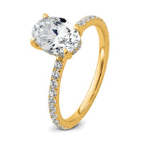 14k 1 7/8ct Cert Lab Grown Diamond VS+ F+ Oval Comp Solitaire Eng Ring