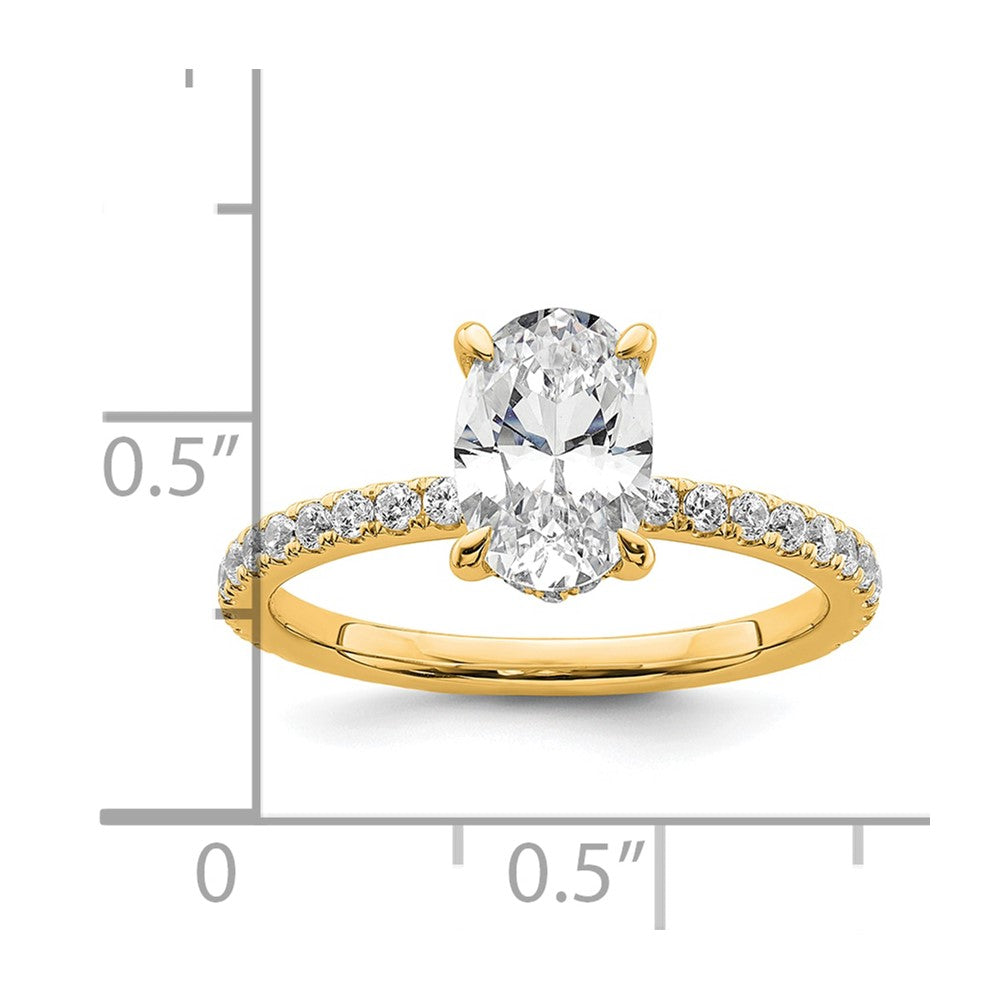 14k 1 7/8ct Cert Lab Grown Diamond VS+ F+ Oval Comp Solitaire Eng Ring