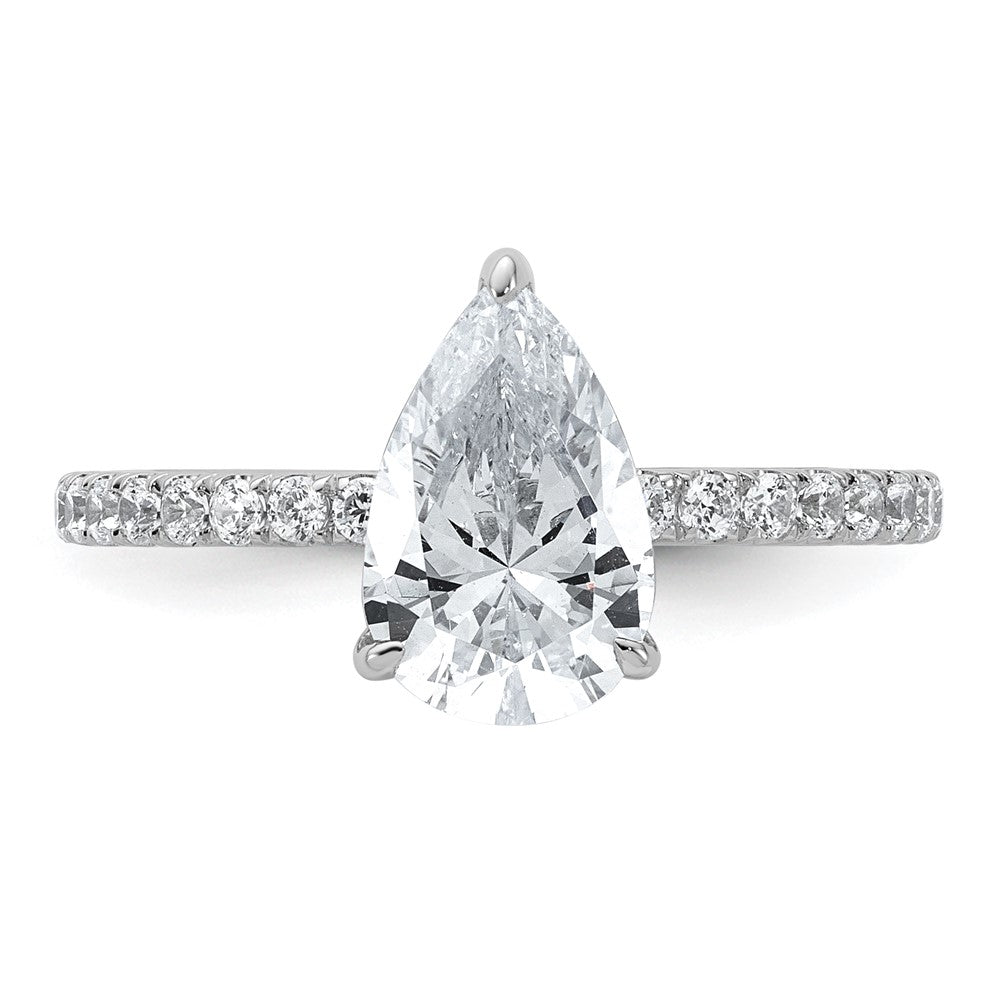 14kw 2ct Cert Lab Grown Diamond VS+ F+ Pear Comp Solitaire Eng Ring