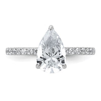 14kw 2ct Cert Lab Grown Diamond VS/SI+ G+ Pear Comp Solitaire Eng Ring