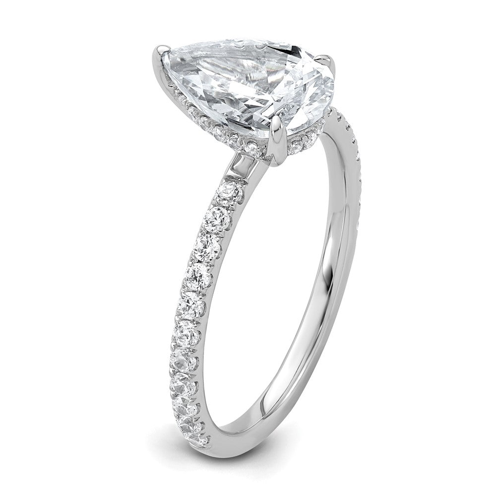 14kw 2ct Cert Lab Grown Diamond VS/SI+ G+ Pear Comp Solitaire Eng Ring