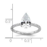 14kw 2ct Cert Lab Grown Diamond VS/SI+ G+ Pear Comp Solitaire Eng Ring