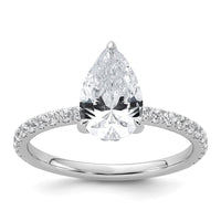 14kw 2ct Cert Lab Grown Diamond VS+ F+ Pear Comp Solitaire Eng Ring